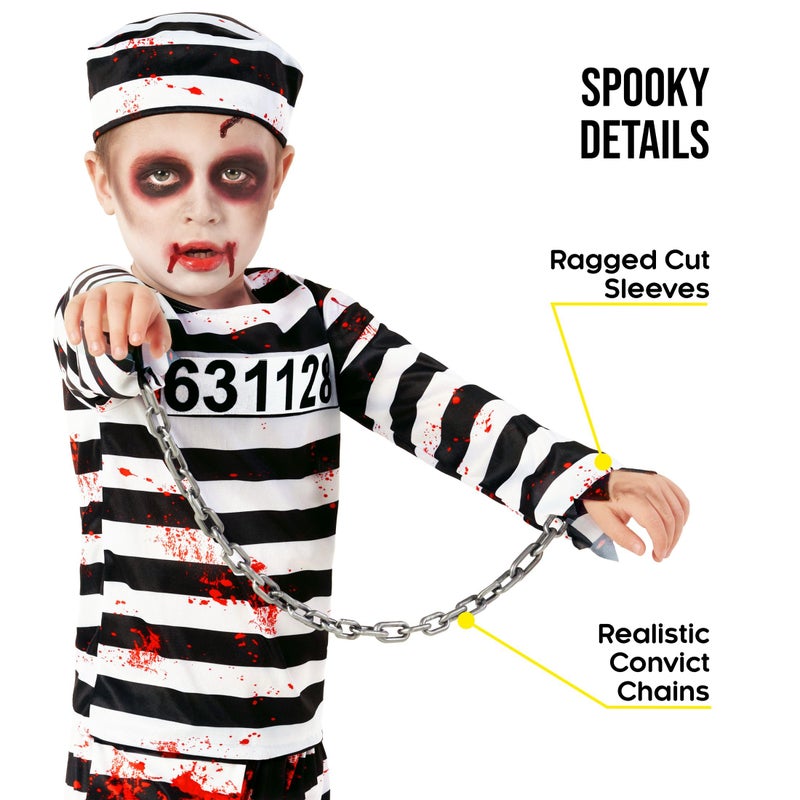 Morph Kids Prisoner Costume Kids Boys Jail Costume Kids Escaped Convict Costume Prison Costume For Kids Halloween Costumes For Boys Kids Inmate Costume L - Image 4